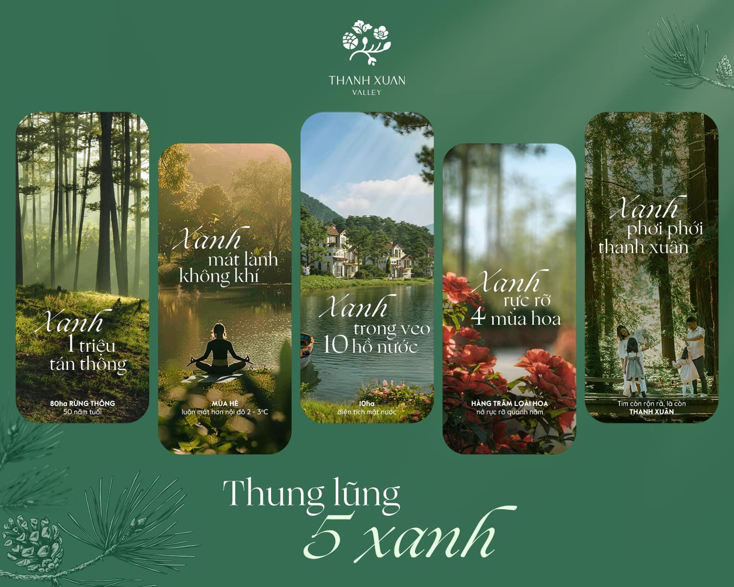 Phối cảnh phân khu Spring Residences trên hai quả đồi trung tâm dự án biệt thự Thanh Xuân Valley.