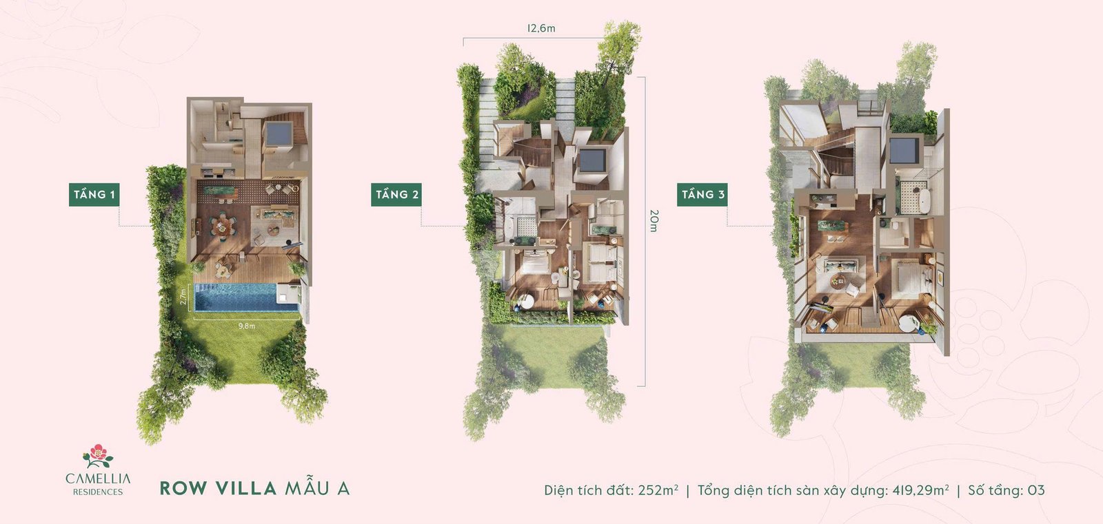 Mặt bằng 3D mẫu A Camellia Residences — Thanh Xuan Valley