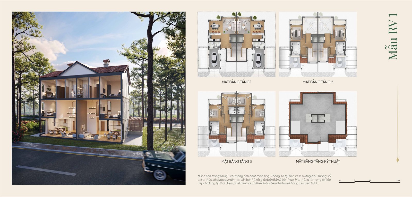 Mẫu thiết kế RV1 biệt thự Valley Park Residences tại Thanh Xuân Valley — từ tài liệu dự án.