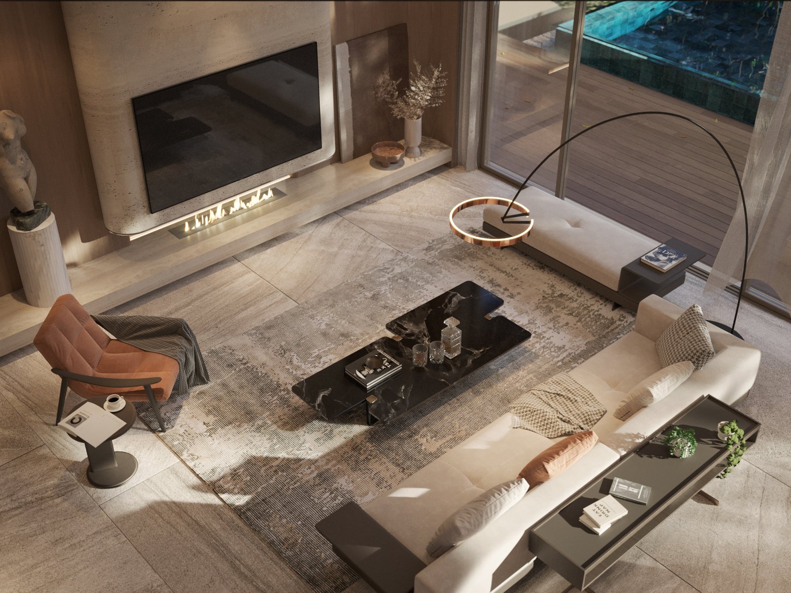 Nội thất phòng khách căn biệt thự mẫu tầng 1 phân khu Lakeside Residences tại Thanh Xuân Valley