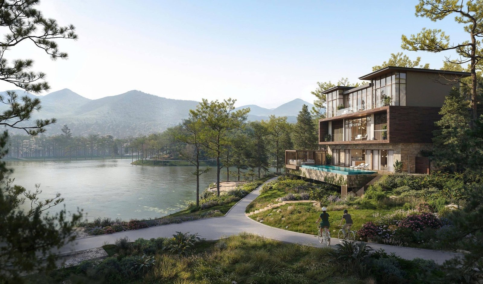 Phối cảnh biệt thự mặt hồ Thiếu Quang tại phân khu Lakeside Residences, dự án biệt thự Thanh Xuân Valley.