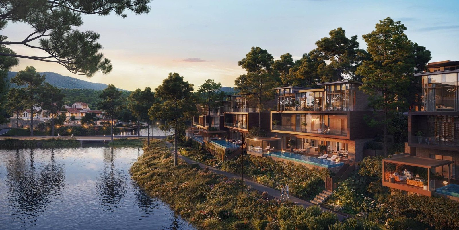 Phối cảnh Lakeside Residences nhìn từ trên cao — biệt thự bên hồ Thiều Quang Thanh Xuan Valley