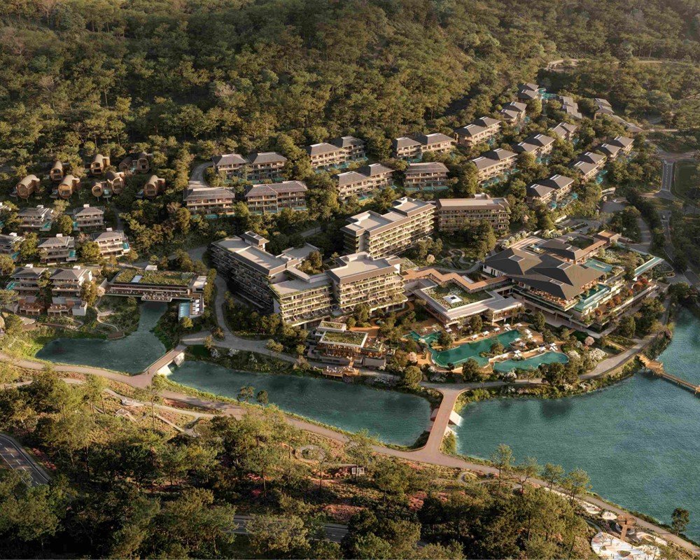 Phối cảnh Camellia Residences tại dự án biệt thự Thanh Xuân Valley - phân khu row villa có Onsen Pool đa tầng ngoài trời.