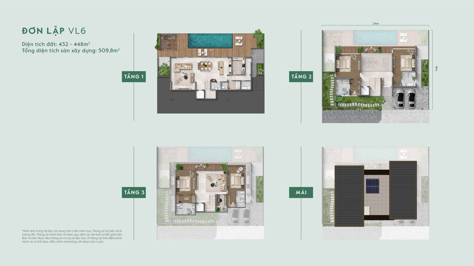 Mẫu thiết kế đơn lập VL6 kích thước lô 24x18m taluy âm — phân khu Lakeside Residences Thanh Xuân Valley.