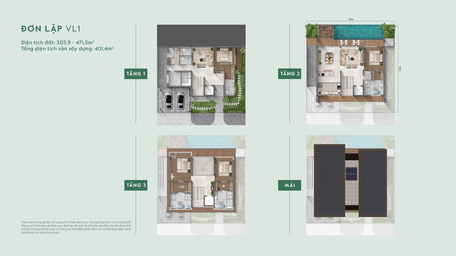 Mẫu thiết kế đơn lập VL1 tại phân khu Lakeside Residences, dự án biệt thự Thanh Xuân Valley.