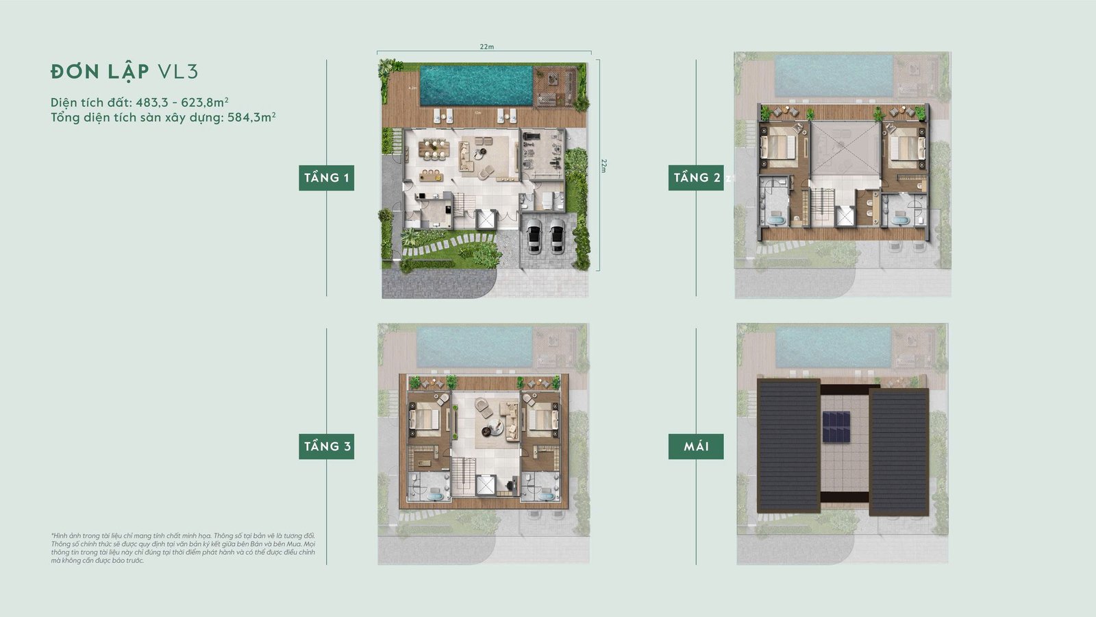 Mẫu thiết kế đơn lập VL3 tại phân khu Lakeside Residences, dự án biệt thự Thanh Xuân Valley.