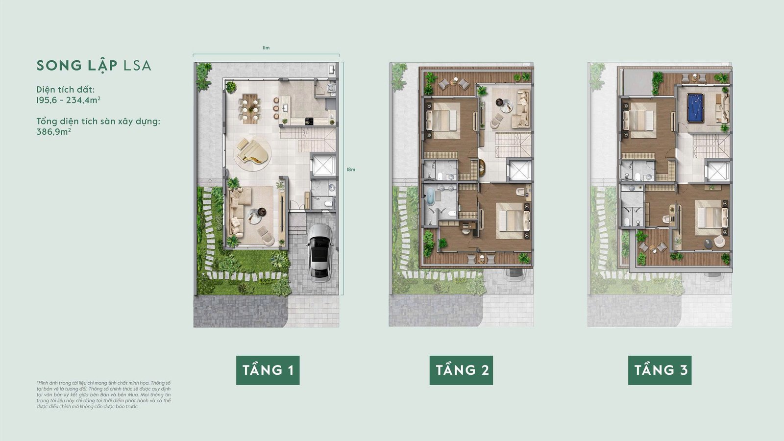 Mẫu thiết kế song lập LSA tại phân khu Lakeside Residences, dự án biệt thự Thanh Xuân Valley.