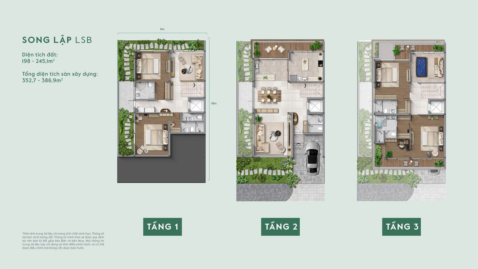 Mẫu thiết kế song lập LSB tại phân khu Lakeside Residences, dự án biệt thự Thanh Xuân Valley.