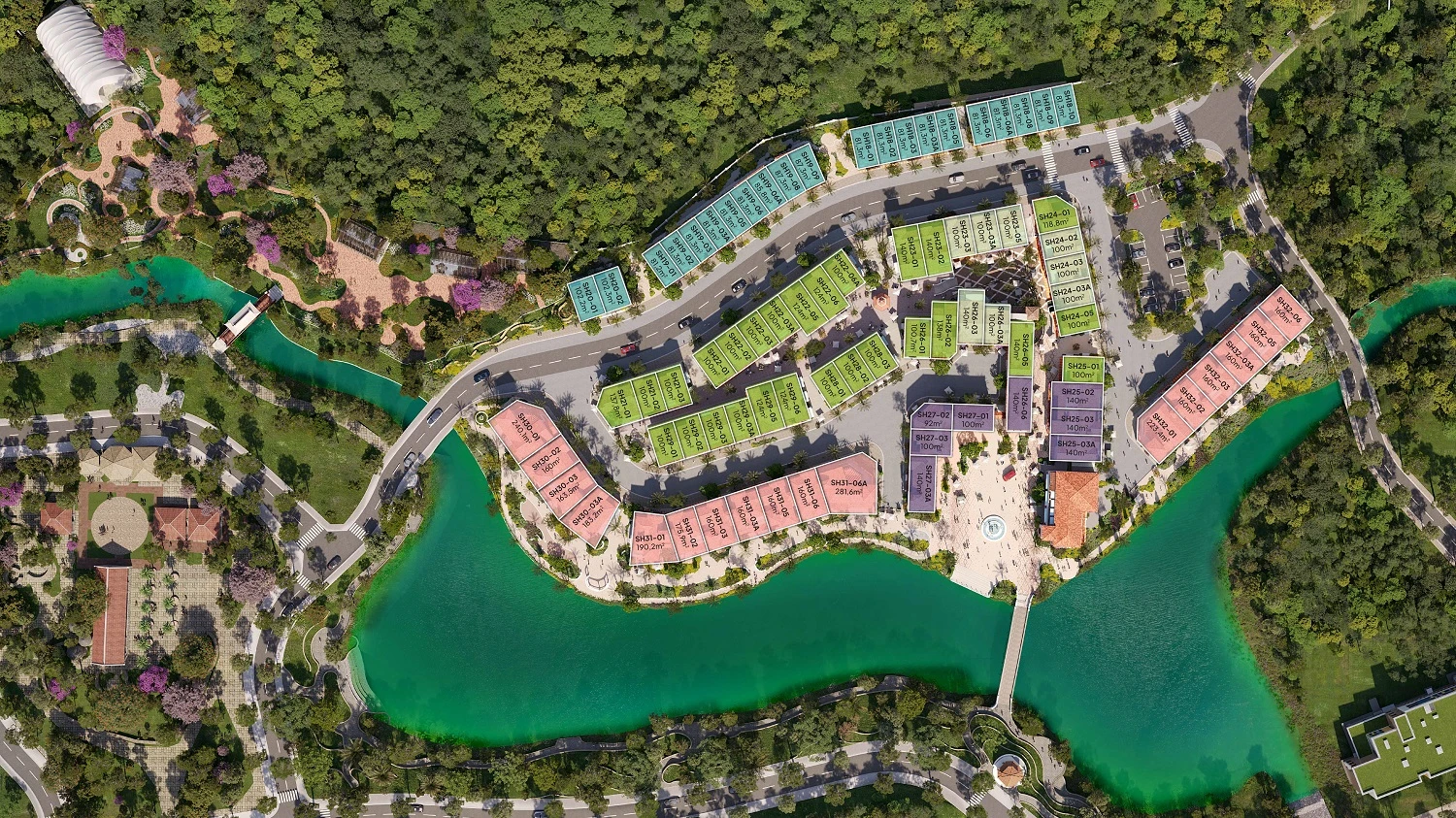 Mặt bằng tổng thể phân khu Valley Town — biệt thự phố thương mại Thanh Xuan Valley