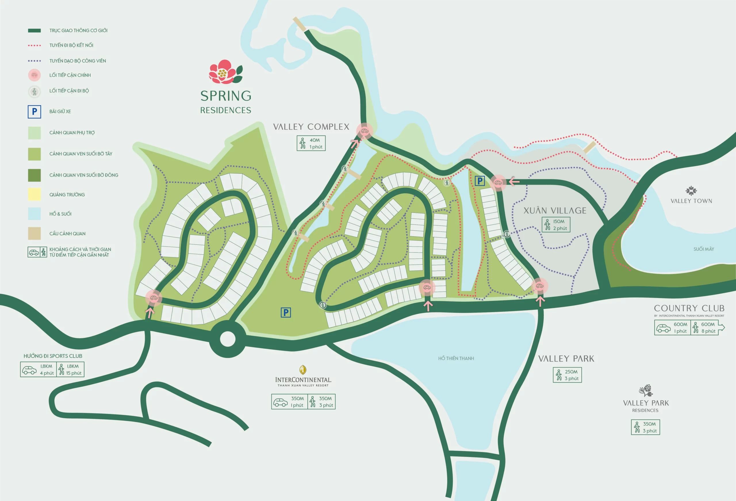 Vị trí phân khu Spring Residences trên 2 quả đồi trung tâm dự án Thanh Xuân Valley, nhìn từ trên cao.